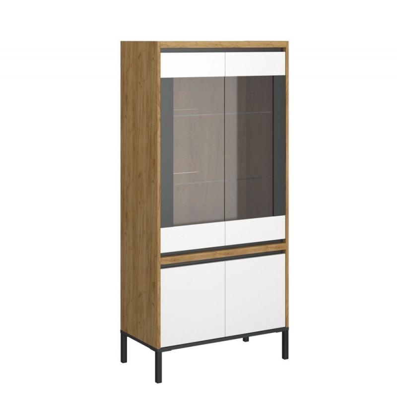 Βιτρίνα Palmor Χρυσό Δρυς-Λευκό 77x40x164cm Βιτρίνα Palmor Χρυσό Δρυς-Λευκό 77x40x164cm