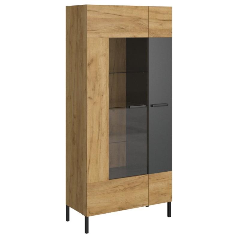Βιτρίνα Santes Χρυσό Δρυς-Γραφίτης 90x42x197.5cm Βιτρίνα Santes Χρυσό Δρυς-Γραφίτης 90x42x197.5cm