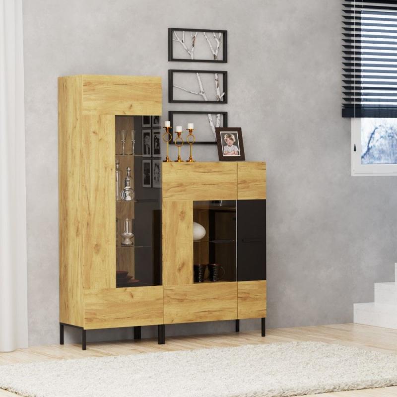 Βιτρίνα Santes Χρυσό Δρυς 64.2x42x197.5cm Βιτρίνα Santes Χρυσό Δρυς 64.2x42x197.5cm