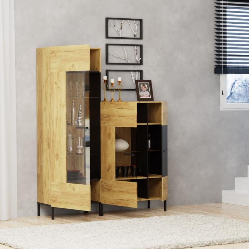 Βιτρίνα Santes Χρυσό Δρυς 64.2x42x197.5cm Βιτρίνα Santes Χρυσό Δρυς 64.2x42x197.5cm