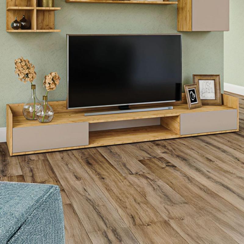 Έπιπλο TV Callisto Χρυσό Δρυς-Γκρεζ 200x40x30cm Έπιπλο TV Callisto Χρυσό Δρυς-Γκρεζ 200x40x30cm