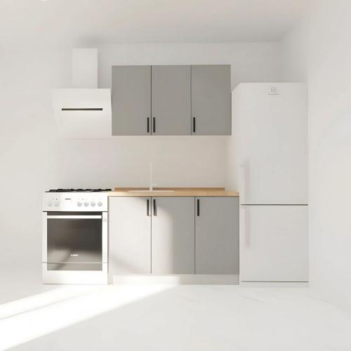 Κουζίνα Modest Σετ 4 Κουτιών Γκρι Άνω Κουτιά 120cm Κάτω 120cm