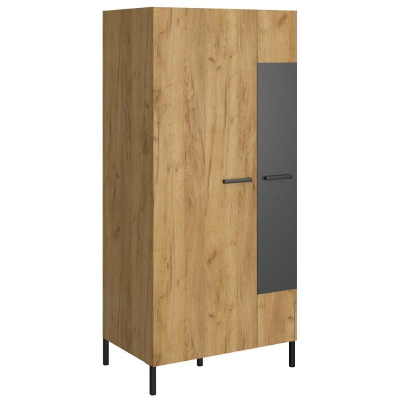 Δίφυλλη Ντουλάπα Santes Χρυσό Δρυς-Γραφίτης 90x60x197.5cm Δίφυλλη Ντουλάπα Santes Χρυσό Δρυς-Γραφίτης 90x60x197.5cm
