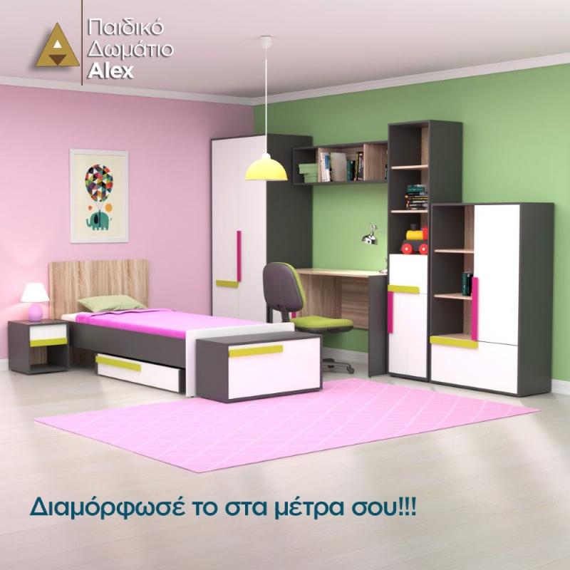 Ραφιέρα Alex 44x36x194εκ Γραφίτης-Λευκό-Σονόμα