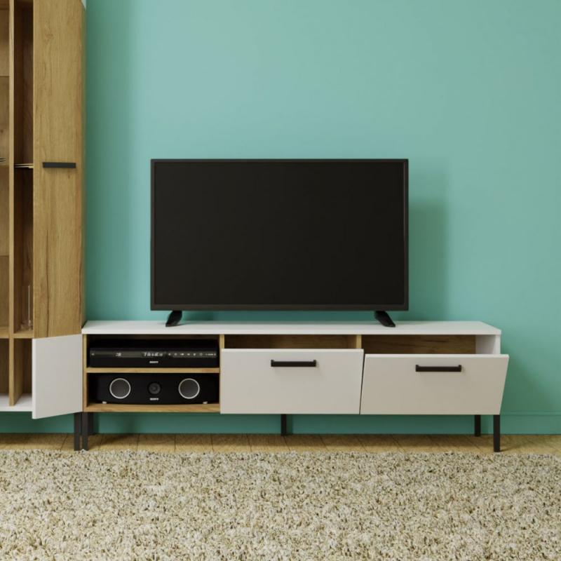 Έπιπλο Τηλεόρασης Santes Χρυσό Δρυς-Λευκό 155x42x45.7cm Έπιπλο Τηλεόρασης Santes Χρυσό Δρυς-Λευκό 155x42x45.7cm