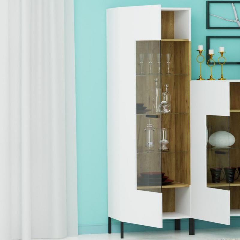 Βιτρίνα Santes Χρυσό Δρυς-Λευκό 64.2x42x197.5cm Βιτρίνα Santes Χρυσό Δρυς-Λευκό 64.2x42x197.5cm