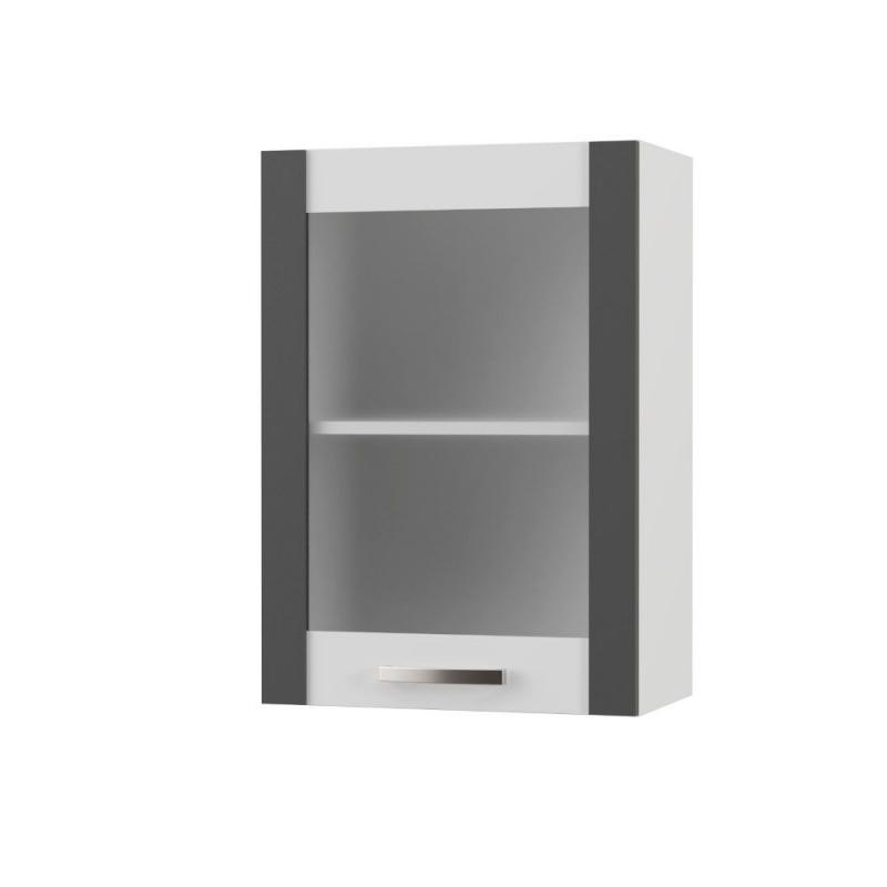 CHARLOTΤE Πάνω Ντουλάπι Με Τζάμι Δεξί 50x30.5x71.8εκ με μεταλλικά χερούλια Γραφίτης CHARLOTΤE Πάνω Ντουλάπι Με Τζάμι Δεξί 50x30.5x71.8εκ με μεταλλικά χερούλια Γραφίτης