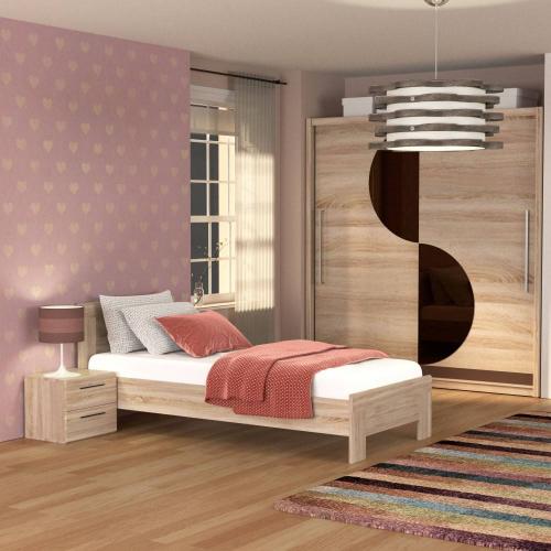 Κρεβάτι Solo Μονό Με Τάβλες Sonoma MDF Καμπυλωτό τελείωμα 90x200cm