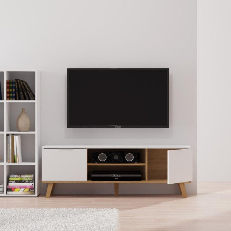 Έπιπλο TV Neptune Λευκό-Σονόμα 138x40x49cm Έπιπλο TV Neptune Λευκό-Σονόμα 138x40x49cm