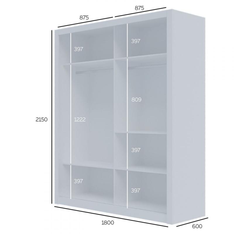 Ντουλάπα Reflex Λευκή με καθρέφτη 180x60x215cm Ντουλάπα Reflex Λευκή με καθρέφτη 180x60x215cm