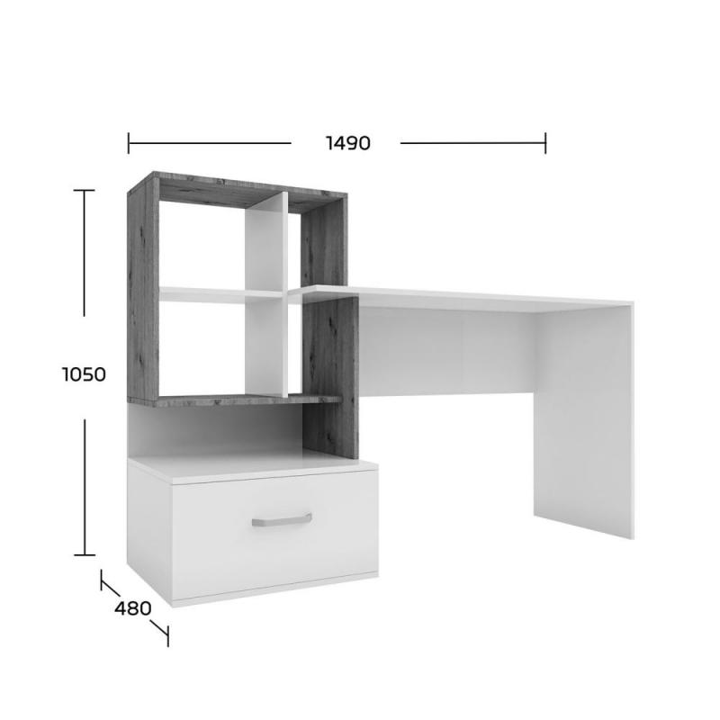 Γραφείο Viola Γκρι-Ανθρακί 149x48x105cm