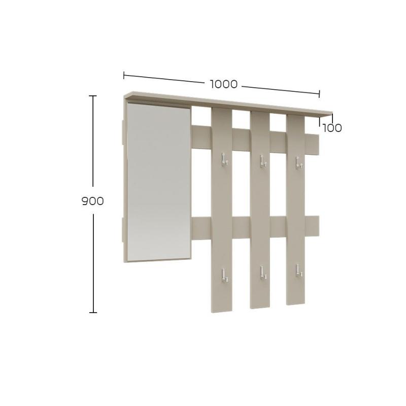Κρεμάστρα Reno με Καθρέπτη Cashmere 100x10x90cm Κρεμάστρα Reno με Καθρέπτη Cashmere 100x10x90cm