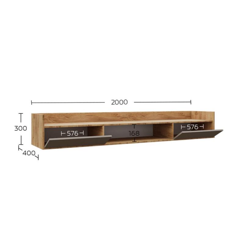 Έπιπλο TV Callisto Χρυσό Δρυς-Γκρεζ 200x40x30cm Έπιπλο TV Callisto Χρυσό Δρυς-Γκρεζ 200x40x30cm