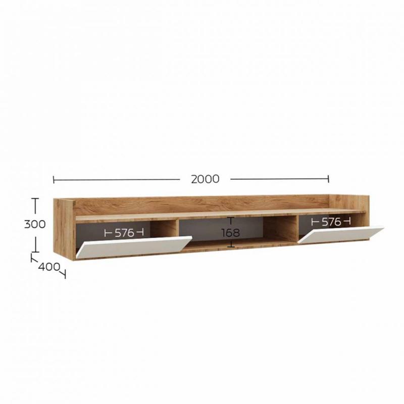 Έπιπλο TV Callisto Χρυσό Δρυς-Λευκό 200x40x30cm Έπιπλο TV Callisto Χρυσό Δρυς-Λευκό 200x40x30cm