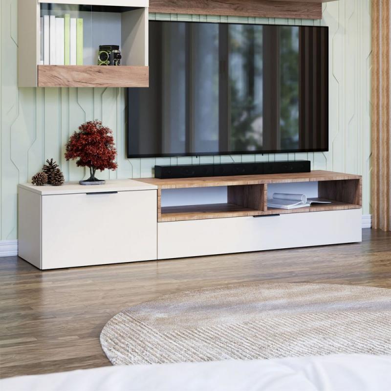 Έπιπλο TV Morocco Μπεζ-Σκούρο Δρυς 175x39x35cm Έπιπλο TV Morocco Μπεζ-Σκούρο Δρυς 175x39x35cm