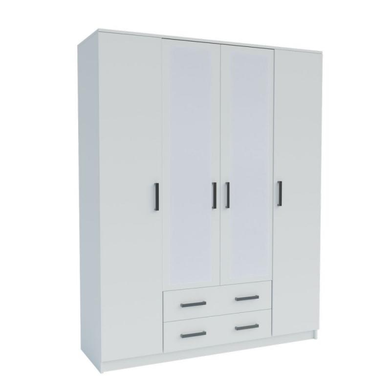 Ντουλάπα Τετράφυλλη Simple 4D2D Λευκή 160x52x205cm Ντουλάπα Τετράφυλλη Simple 4D2D Λευκή 160x52x205cm