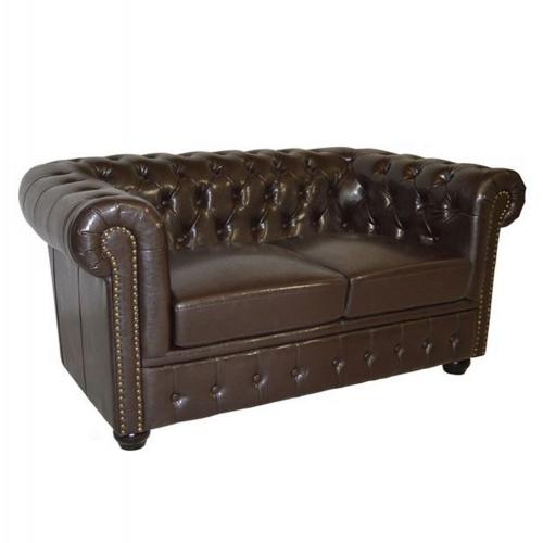 ΚΑΝΑΠΕΣ 2ΘΕΣΙΟΣ T.CHESTERFIELD HM3010.01 ΤΕΧΝΟΔΕΡΜΑ ΣΚΟΥΡΟ ΚΑΦΕ 155x90x73 εκ.