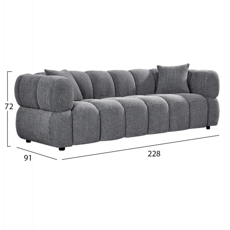 ΚΑΝΑΠΕΣ 3-ΘΕΣΙΟΣ NORIKA HM3331.01 ΓΚΡΙ ΥΦΑΣΜΑ 220x88x85Υεκ. ΚΑΝΑΠΕΣ 3-ΘΕΣΙΟΣ NORIKA HM3331.01 ΓΚΡΙ ΥΦΑΣΜΑ 220x88x85Υεκ.