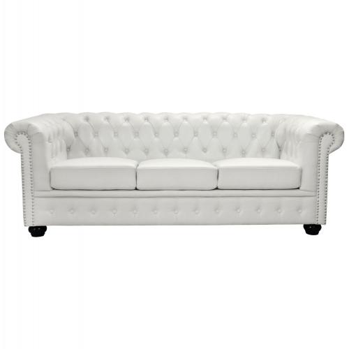 ΚΑΝΑΠΕΣ 3ΘΕΣΙΟΣ T.CHESTERFIELD HM3009.02 ΤΕΧΝΟΔΕΡΜΑ ΛΕΥΚΟ ΜΑΤ 208x90x73 εκ.