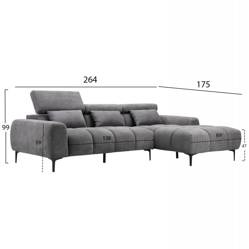 ΚΑΝΑΠΕΣ ΔΕΞΙΑ ΓΩΝΙΑ DIVYA HM3267.12R ΓΚΡΙ ΥΦΑΣΜΑ 264x175x99Υεκ. ΚΑΝΑΠΕΣ ΔΕΞΙΑ ΓΩΝΙΑ DIVYA HM3267.12R ΓΚΡΙ ΥΦΑΣΜΑ 264x175x99Υεκ.