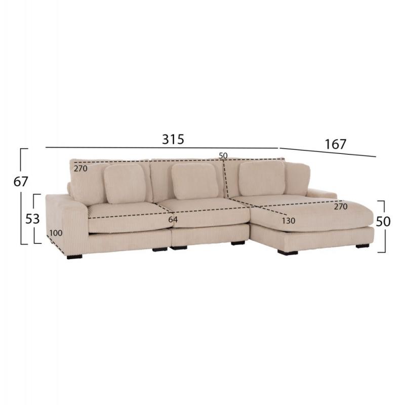 ΚΑΝΑΠΕΣ ΔΕΞΙΑ ΓΩΝΙΑ CRANFIELD HM3287.02R ΜΠΕΖ ΡΙΓΕ ΥΦΑΣΜΑ 315x167(γωνία)x67Υεκ. ΚΑΝΑΠΕΣ ΔΕΞΙΑ ΓΩΝΙΑ CRANFIELD HM3287.02R ΜΠΕΖ ΡΙΓΕ ΥΦΑΣΜΑ 315x167(γωνία)x67Υεκ.