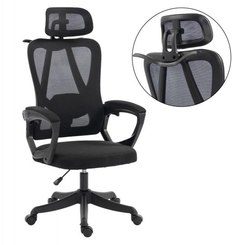 ΚΑΡΕΚΛΑ ΓΡΑΦΕΙΟΥ FRANTIC HM1224.01 ΜΑΥΡO MESH & ΠΟΛΥΠΡΟΠΥΛΕΝΙΟ 60x60x134Υεκ