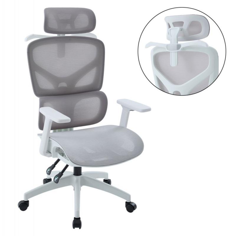 ΚΑΡΕΚΛΑ ΓΡΑΦΕΙΟΥ APEX HM1227.02 ΛΕΥΚΟ PP--ΑΝΟΙΧΤΟ ΓΚΡΙ MESH 68x68x120-130Υεκ