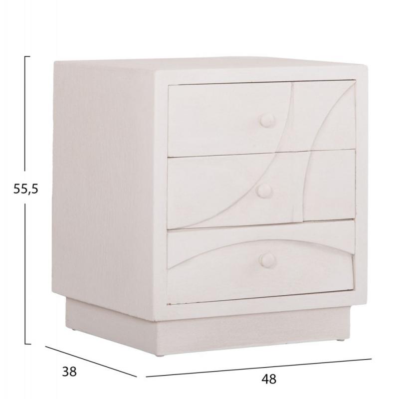 ΚΟΜΟΔΙΝΟ ΣΕΙΡΑ SANTORINI HM18047 MDF ΣΕ ΥΠΟΛΕΥΚΟ ΧΡΩΜΑ-3 ΣΥΡΤΑΡIA 48x38x55,5Υεκ.