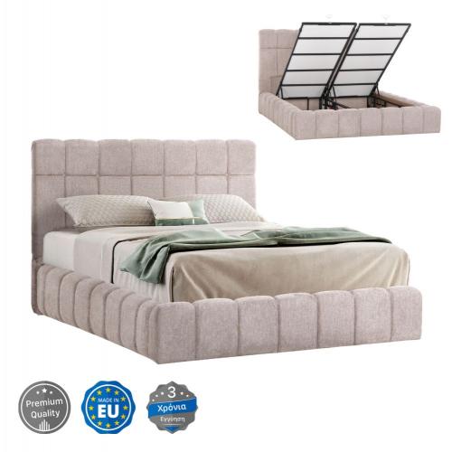 ΚΡΕΒΑΤΙ RAMON ΜΕ ΑΠΟΘ. ΧΩΡΟ HM720.10 ΥΦΑΣΜΑ TEDDY ΜΠΕΖ-ΓΙΑ ΣΤΡΩΜΑ 160x200εκ