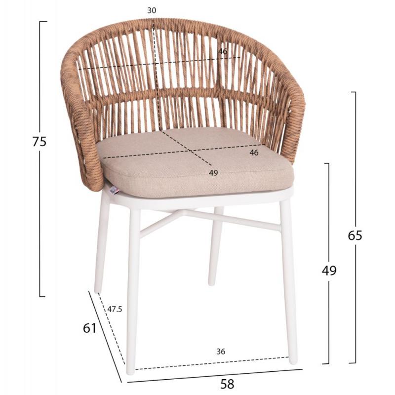 ΠΟΛΥΘΡΟΝΑ ΑΛΟΥΜΙΝΙΟΥ ORIN HM6265.02 ΛΕΥΚΗ-P.E.RATTAN ΦΥΣΙΚΟ-ΜΠΕΖ ΜΑΞΙΛΑΡΙΑ 58x61x75Υ