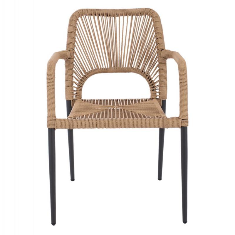 ΠΟΛΥΘΡΟΝΑ ΑΛΟΥΜΙΝΙΟΥ NOJO HM5771.02 ΓΚΡΙ ΜΕ P.E.TWIST RATTAN ΜΠΕΖ 55x63x82Y εκ.