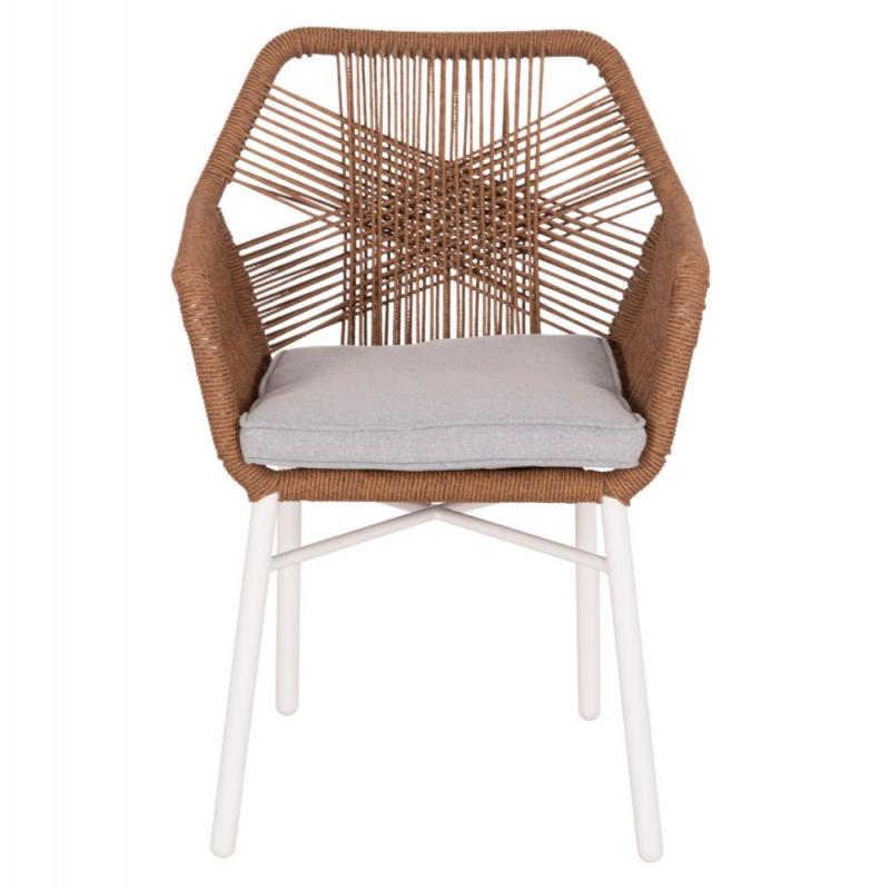 ΠΟΛΥΘΡΟΝΑ TOPIN HM6048.11 ΑΛΟΥΜΙΝΙΟ ΛΕΥΚΟ-P.E. RATTAN ΜΠΕΖ 59x63x81Υεκ