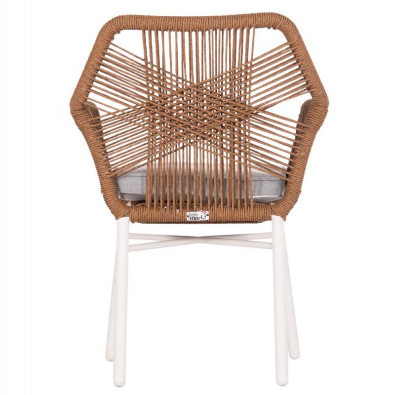 ΠΟΛΥΘΡΟΝΑ TOPIN HM6048.11 ΑΛΟΥΜΙΝΙΟ ΛΕΥΚΟ-P.E. RATTAN ΜΠΕΖ 59x63x81Υεκ