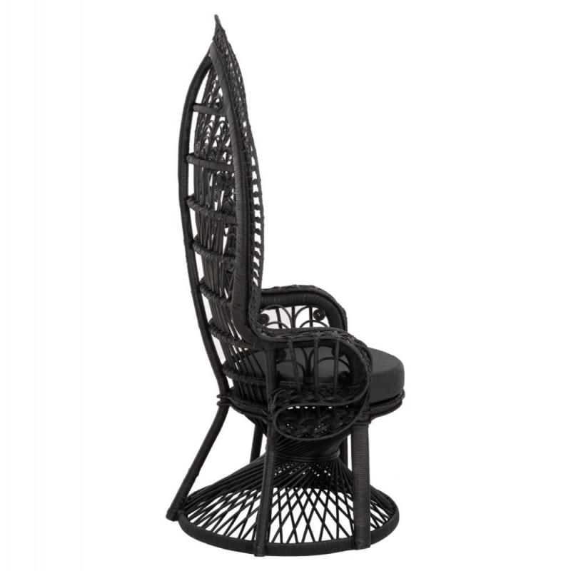 ΠΟΛΥΘΡΟΝΑ ROYAL PEACOCK HM9342.03 RATTAN ΜΑΥΡΟ-ΜΑΞΙΛΑΡΙ ΜΑΥΡΟ 114x72x150Yεκ.