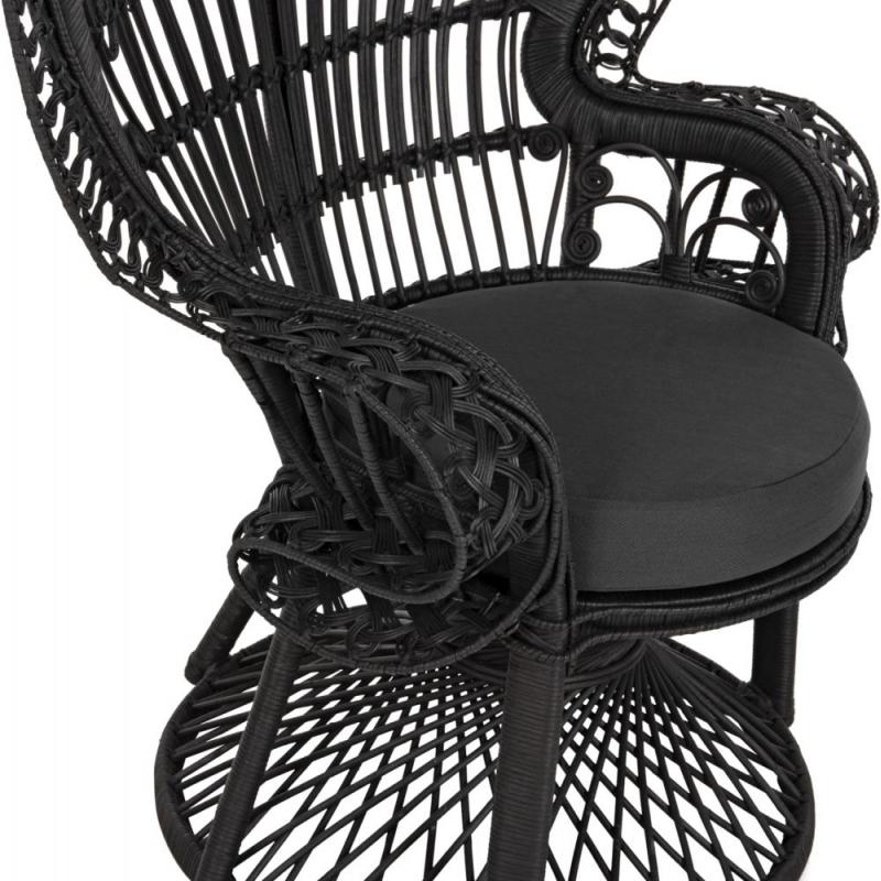 ΠΟΛΥΘΡΟΝΑ ROYAL PEACOCK HM9342.03 RATTAN ΜΑΥΡΟ-ΜΑΞΙΛΑΡΙ ΜΑΥΡΟ 114x72x150Yεκ.