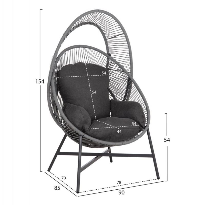 ΠΟΛΥΘΡΟΝΑ-ΦΩΛΙΑ RULER HM6506.01 ΓΚΡΙ ΜΕΤΑΛΛΟ-P.E.RATTAN-ΜΑΞΙΛΑΡΙΑ 90x85x154Υεκ