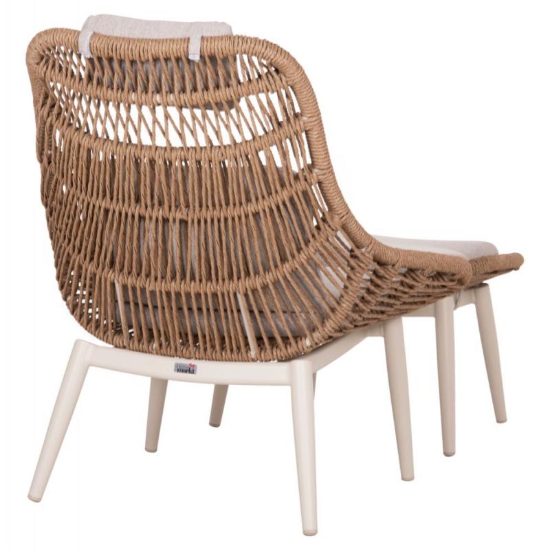 ΠΟΛΥΘΡΟΝΑ LOUNGE ΜΕ ΥΠΟΠΟΔΙΟ REMVAZZO HM6561.02 ΑΛΟΥΜΙΝΙΟ ΜΠΕΖ--WICKER 90x85x96Υεκ