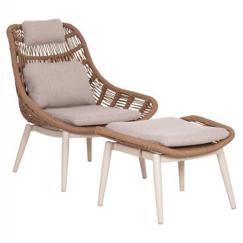 ΠΟΛΥΘΡΟΝΑ LOUNGE ΜΕ ΥΠΟΠΟΔΙΟ REMVAZZO HM6561.02 ΑΛΟΥΜΙΝΙΟ ΜΠΕΖ--WICKER 90x85x96Υεκ