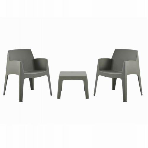 ΣΕΤ 3ΤΜΧ ΠΟΛΥΠΡΟΠΥΛΕΝΙΟΥ SLEEK HM21267.05 ΤΡΑΠΕΖΑΚΙ & 2 ΠΟΛΥΘΡΟΝΕΣ-DARK OLIVE GREEN