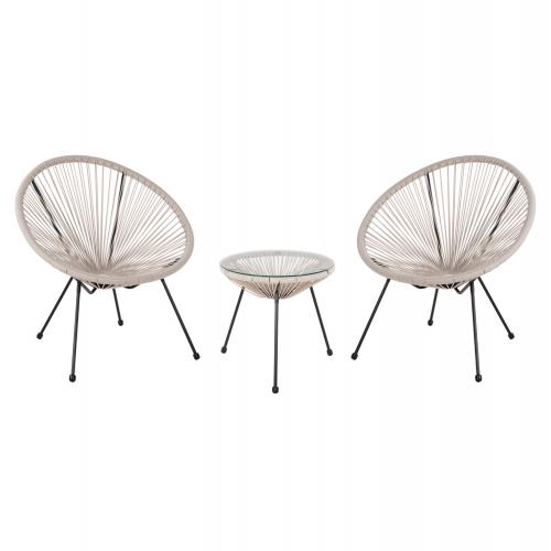 ΣΕΤ ΕΞΩΤΕΡΙΚΟΥ ΧΩΡΟΥ 3ΤΜΧ ACAPULCO HM11861.03 P.E.RATTAN ΕΚΡΟΥ-ΜΕΤΑΛΛΟ ΣΕ ΜΑΥΡΟ