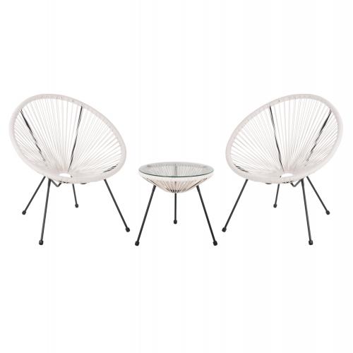 ΣΕΤ ΕΞΩΤΕΡΙΚΟΥ ΧΩΡΟΥ 3ΤΜΧ ACAPULCO HM11861.12 P.E.RATTAN ΛΕΥΚΟ-ΜΕΤΑΛΛΟ ΣΕ ΜΑΥΡΟ