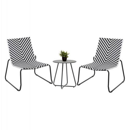 ΣΕΤ LOUNGE 3TMX ΕΞ.ΧΩΡΟΥ PONY HM21193 ΜΕΤΑΛΛΟ ΣΕ ΓΚΡΙ--ΣΥΝΘ.RATTAN ΣΕ ΛΕΥΚΟ-ΜΑΥΡΟ