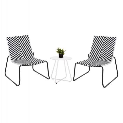 ΣΕΤ LOUNGE 3TMX ΕΞ.ΧΩΡΟΥ PONY HM21193.02 ΜΕΤΑΛΛΟ ΚΑΙ ΣΥΝΘ.RATTAN ΣΕ ΛΕΥΚΟ-ΜΑΥΡΟ