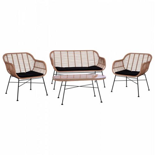 ΣΕΤ ΣΑΛΟΝΙ 4ΤΜΧ ALLEGRA HM5460 ΜΕΤΑΛΛΟ & WICKER ΣΕ ΜΠΕΖ ΧΡΩΜΑ