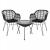 ΣΕΤ ΤΡΑΠΕΖΑΡΙΑΣ 3ΤΜΧ HM11871 ΜΕΤΑΛΛΟ & RATTAN ΣΕ ΜΑΥΡΟ ΧΡΩΜΑ