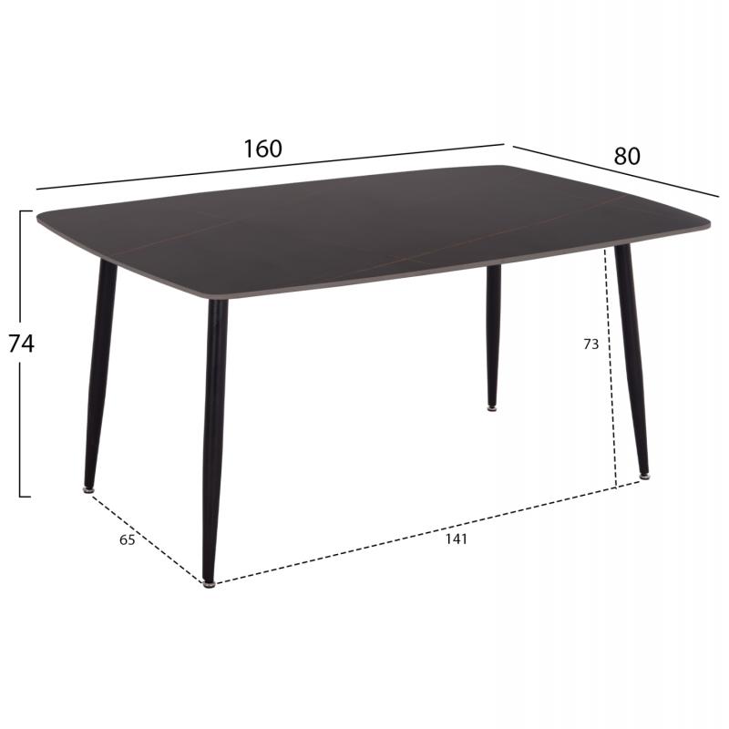 ΣΕΤ ΤΡΑΠΕΖΑΡΙΑΣ 5ΤΜΧ DETTON HM10940.01 ΚΕΡΑΜΙΚΟ TOP--ΥΦΑΣΜΑ ΓΚΡΙ & ΜΕΤΑΛ.ΠΟΔΙΑ ΜΑΥΡΑ