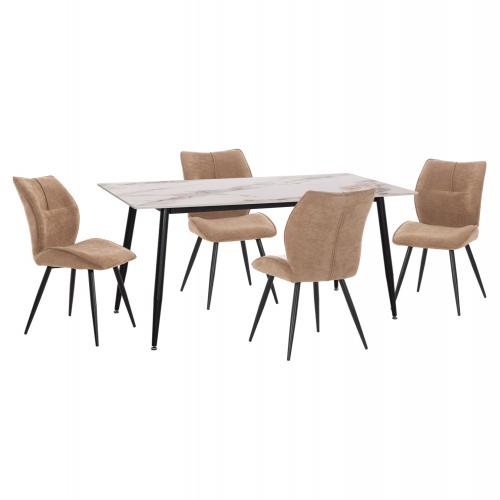 ΣΕΤ ΤΡΑΠΕΖΑΡΙΑΣ 5ΤΜΧ GAFF HM10953.03 ΚΕΡΑΜΙΚΟ TOP--ΥΦΑΣΜΑ TAUPE & ΜΕΤΑΛ.ΠΟΔΙΑ ΜΑΥΡΑ