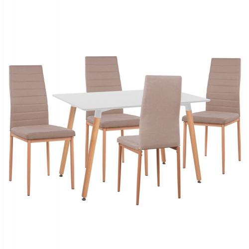 ΣΕΤ ΤΡΑΠΕΖΑΡΙΑΣ 5ΤΜΧ MINIMAL HM11767 ΛΕΥΚΟ MDF-ΜΠΕΖ ΥΦΑΣΜΑ
