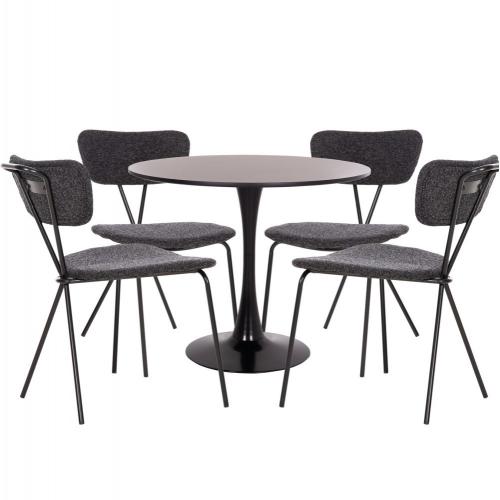 ΣΕΤ ΤΡΑΠΕΖΑΡΙΑΣ 5ΤΜΧ BROLIN HM21200 MDF TOP & ΜΕΤΑΛΛΟ ΜΑΥΡΟ-ΣΚΟΥΡΟ ΓΚΡΙ ΥΦΑΣΜΑ