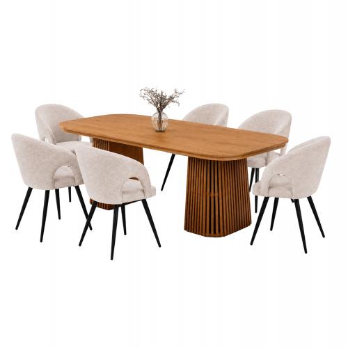 ΣΕΤ ΤΡΑΠΕΖΑΡΙΑΣ 7ΤΜΧ ΕΠΕΚΤΕΙΝΟΜΕΝΟ CORNEL HM12107.02 MDF--ΥΦΑΣΜΑ ΜΠΕΖ